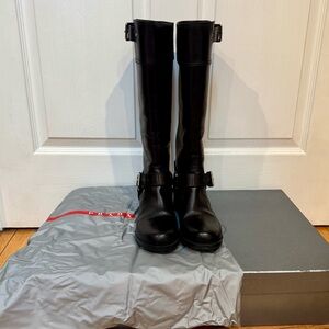 Prada Black Leather Tall Boots